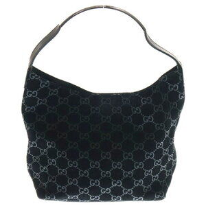 Gucci shoulder monogram GG hobo bag suede black
